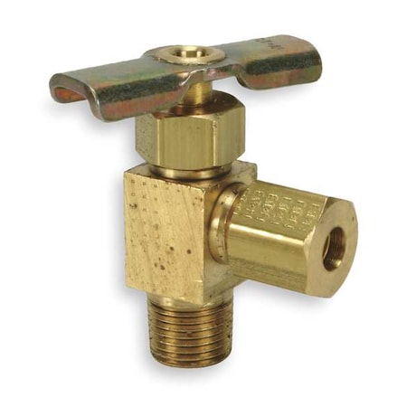 Weatherhead Needle Valve, Angled, Brass, 1/4 x 3/8 In. A6860