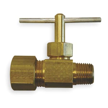 Hansen Needle Valve, Straight, Brass, 1/4 x 5/16In A6755