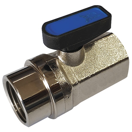 Zoro Select 1/8" FNPT Nickel Brass Mini Ball Valve Inline G-MVFP-18F