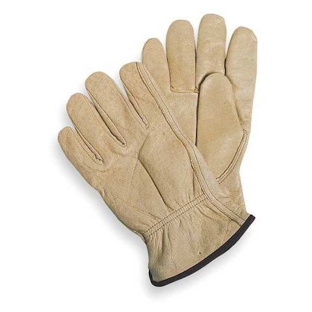 Condor Leather Drivers Gloves, Pigskin, Shirred Slip-On, Keystone Thumb, Gunn Cut, Beige, L 1 PR 1VT43