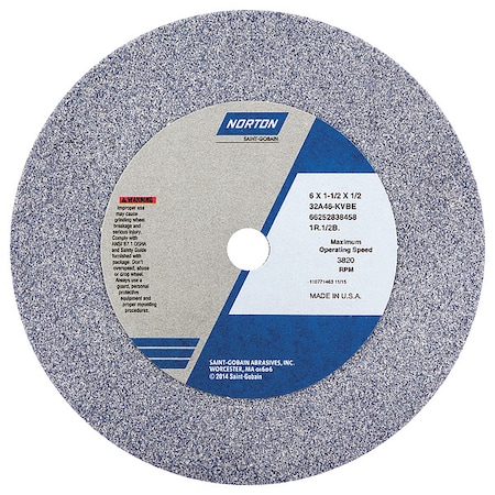 NORTON ABRASIVES Straight Cup Wheel, 6 Diax1.5 Tx1/2AH, PK5 66252838458