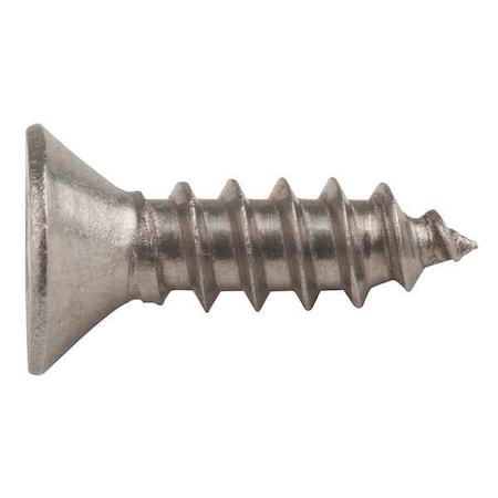 Zoro Select Sheet Metal Screw, #4 x 3/8 in, Plain 18-8 Stainless Steel Flat Head Phillips Drive, 100 PK U51680.011.0037