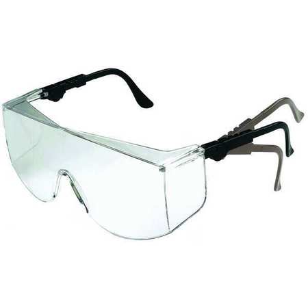 CONDOR Safety Glasses, Quest OTG (Over-the-Glass), Adjustable Black Temples, Anti-Scratch, Clear Lens 1VW17