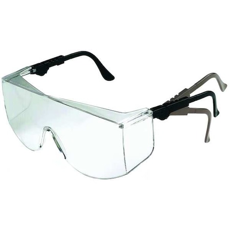 Condor Safety Glasses, Quest OTG (Over-the-Glass), Adjustable Black Temples, Anti-Scratch, Clear Lens 1VW17