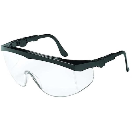 Condor Safety Glasses, Spirit, Anti-Scratch, Adjustable Temples, Side Protection, Black Frame, Clear Lens 1VW22