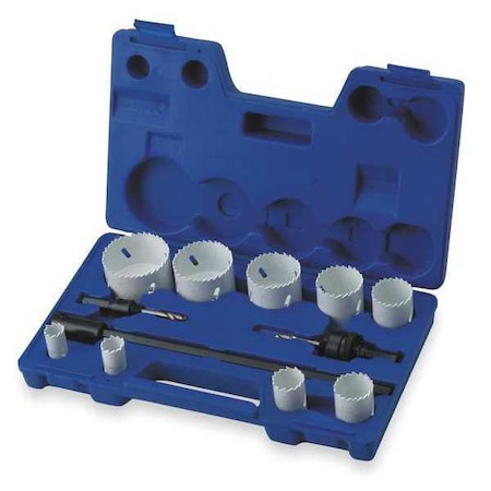 WESTWARD Hole Saw Kit, Bimetal, 3/4 To 2.5 In, 12 Pc 1VXK3