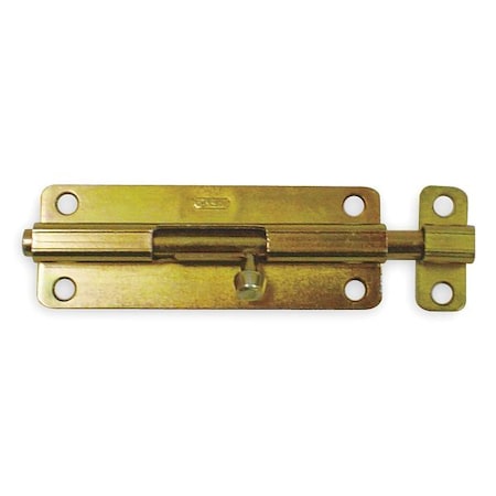 Zoro Select Barrel Slide Bolt, Yellow Zinc, 5 In. L 1VZY5