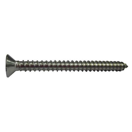 Zoro Select Sheet Metal Screw, #6 x 1-1/2 in, Plain 18-8 Stainless Steel Flat Head Phillips Drive, 100 PK U51680.013.0150