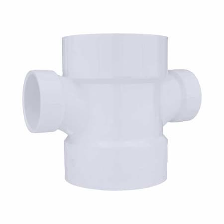 Zoro Select PVC Sanitary Tee, Hub, 4 in x 4 in x 2 in x 2 in Pipe Size 1WJN9