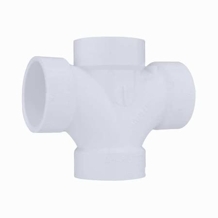 Zoro Select PVC Double Sanitary Tee, Hub, 1-1/2 in Pipe Size 1WJR7