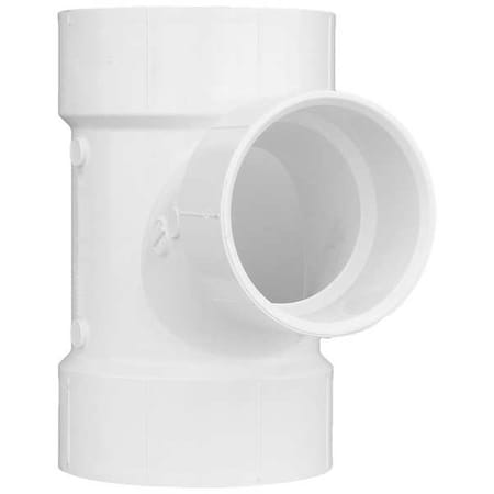Zoro Select PVC Sanitary Tee, Hub, 4 in x 4 in x 3 in Pipe Size 1WJR2