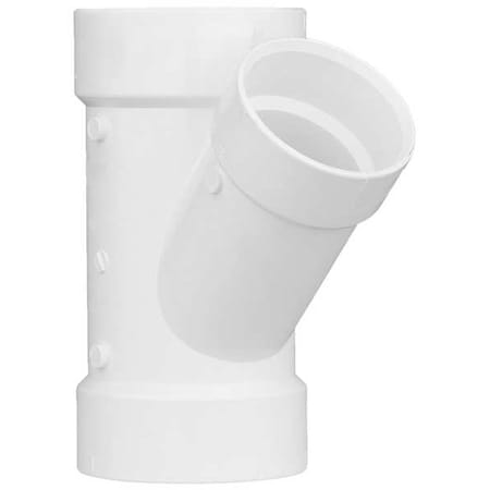 Zoro Select PVC Reducing Wye, Hub, 4 in x 4 in x 3 in Pipe Size 1WJV6