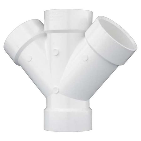 Zoro Select PVC Double Wye, Hub, 3 in Pipe Size 1WJW5