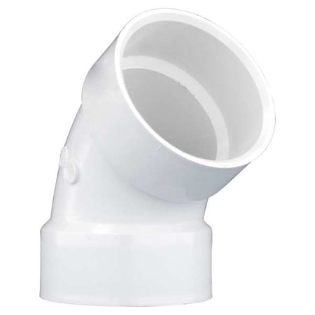 Zoro Select PVC Elbow, 60 Degrees, Hub, 3 in Pipe Size 1WKE3