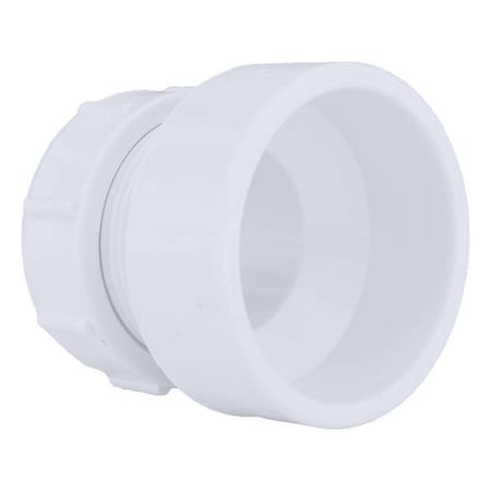 Zoro Select PVC Female Trap Adapter with Nut and Washer, Hub x Socket, 1 1/2 in x 1 1/4 in Pipe Size 1WKU3