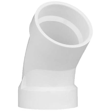 Zoro Select PVC 45 Degree Elbow, Hub, 2 in Pipe Size 1WKC3