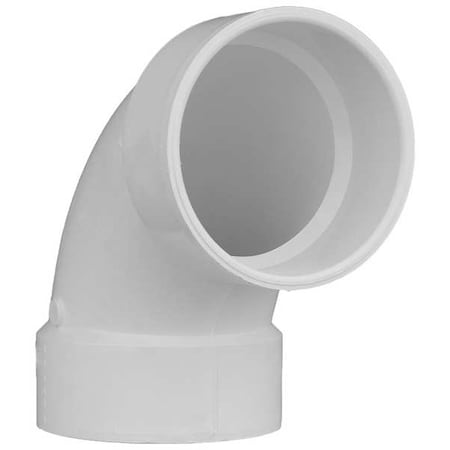 Zoro Select PVC Elbow, 90 Degrees, Hub, 4 in Pipe Size 1WKA6