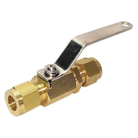 Zoro Select 1/4" Compr Brass Mini Ball Valve Inline G-BVLM-25Y