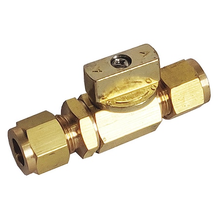 Zoro Select 1/4" Compr Brass Mini Ball Valve Inline G-BVRM-25Y