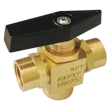 Zoro Select 1/4" FNPT Brass Ball Valve 3-Way G-PMFT-25
