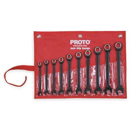 PROTO Ratcheting Wrench Set, Metric, 10 mm to 19 mm, 10-Piece JSCRM-10S