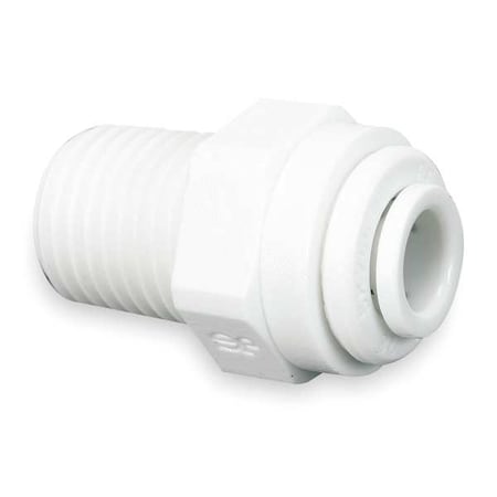 John Guest Fitting, Straight, Acetal, PushFit 1/4 in, MNPT 1/4 in, PK10 CI010822W-PK10