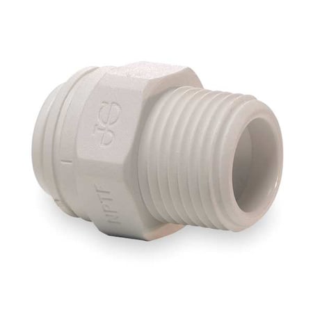 John Guest Push-Fit Adapter Fitting, 1/2 in Tube Size, Polypropylene, White, 10 PK PP011624W-PK10