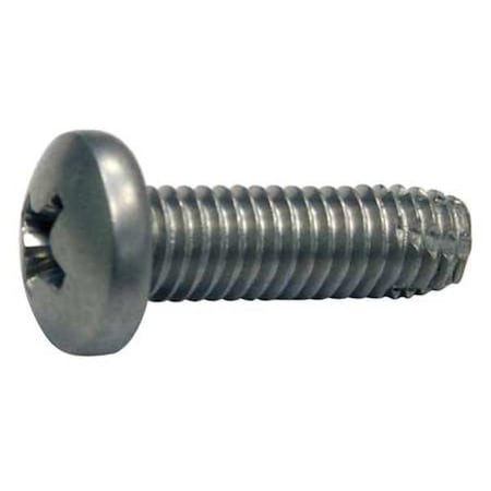 Zoro Select Thread Cutting Screw, No. 10 x 5/8 in, Plain Stainless Steel Pan Head Phillips Drive, 100 PK U27102.019.0063