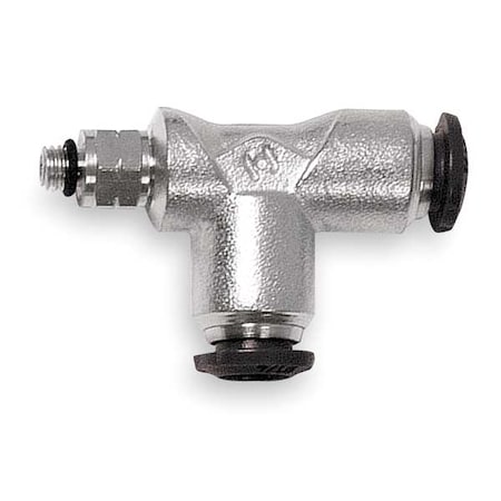 Aignep Usa Push-Fit Tee Fitting, BSPP x Push-to-Connect x Push-to-Connect, 6mm Tube OD, 5 mm Pipe Size, Metal 50225N-6-M5-PK5