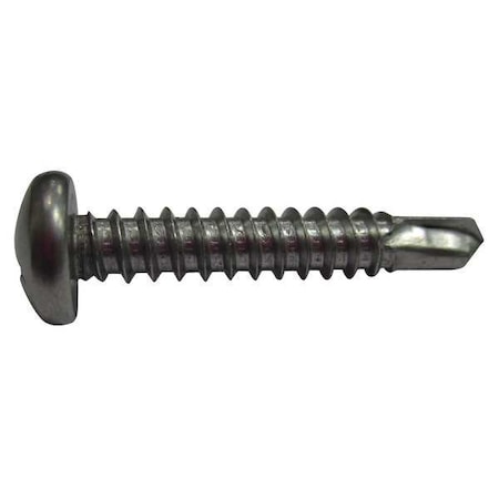 Zoro Select Self-Drilling Screw, #8 x 1/2 in, Plain 410 Stainless Steel Pan Head Phillips Drive, 100 PK U31870.016.0050