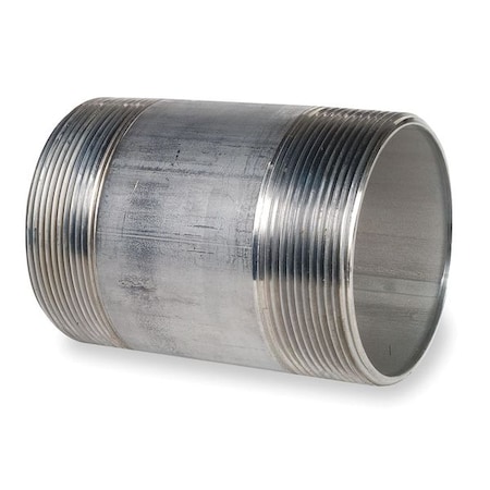 Zoro Select 3" MNPT x 5" TBE Stainless Steel Pipe Nipple Sch 40, Thread Type: NPT T6BNK06