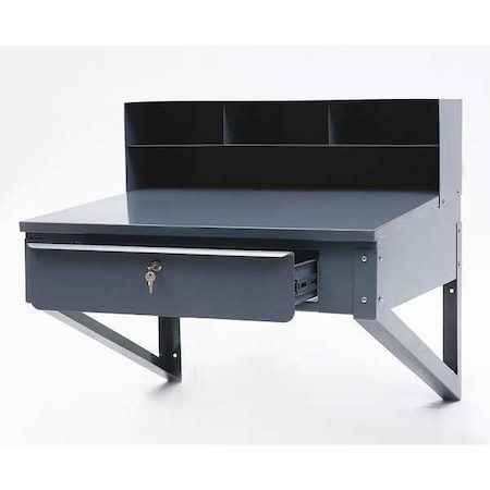 Zoro Select Shop Desk, 34-1/2 x 37-1/2 x 30 In, Gray 1W952