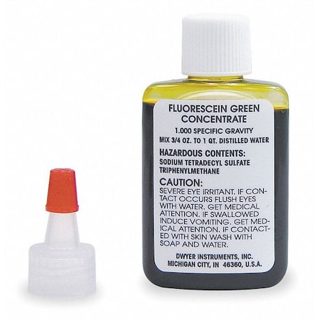 Dwyer Instruments 1 oz dispenser bottle fluorescein green color concentrate. A-126