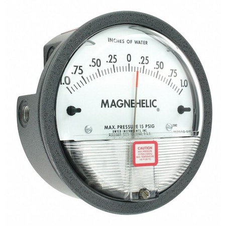 Dwyer Instruments Differential pressure gage, range 1-0-1" w.c., minor divisions .05. 2302