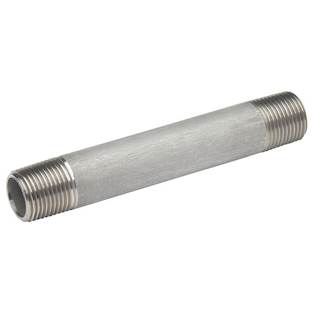 Zoro Select 1/4" MNPT x 7" TBE Stainless Steel Pipe Nipple Sch 40 T4BNB12