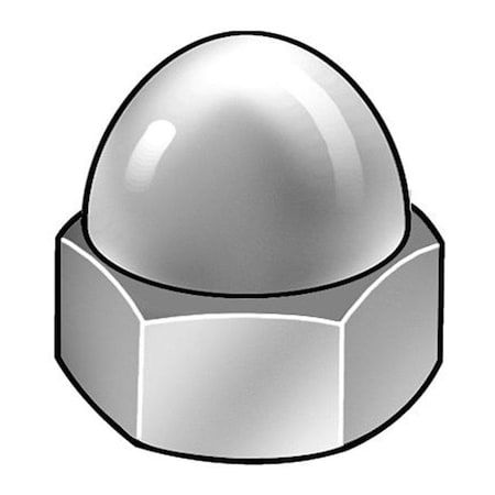 ZORO SELECT Standard Crown Cap Nut, 7/16"-20, Steel, Chome Plated, 0.915 H, 5 PK MPB111