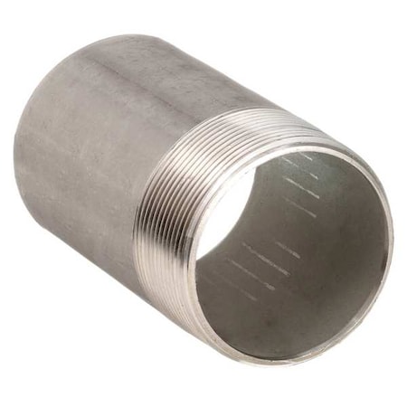 Zoro Select 2" MNPT x 4" TOE Stainless Steel Pipe Nipple Sch 40, Standards: ASTM A 733 T6WNI4