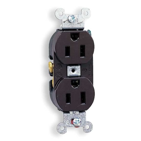 Hubbell Wiring Device-Kellems Straight Blade Receptacle, 5-15R, 15 A, 125V AC, 2 Pole, 3 Wire, Flush Mount, Grounded CR15
