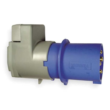 Hubbell Wiring Device-Kellems Watertight Pin & Sleeve Plug, 60 A, 250V AC, Three Phase, 3 Pole, IEC Grounding, Blue A460P9