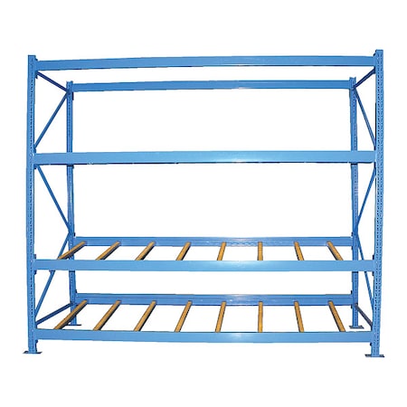 Vestil Starter Gravity Flow Rack, 48 in D, 96 in W, 3 Shelves, Blue FLOW-4-3