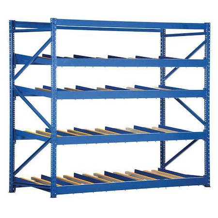 Vestil Starter Gravity Flow Rack, 36 in D, 96 in W, 4 Shelves, Blue FLOW-3-4