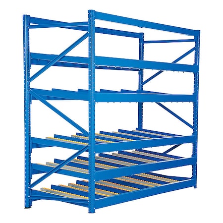 Vestil Starter Gravity Flow Rack, 48 in D, 96 in W, 5 Shelves, Blue FLOW-4-5