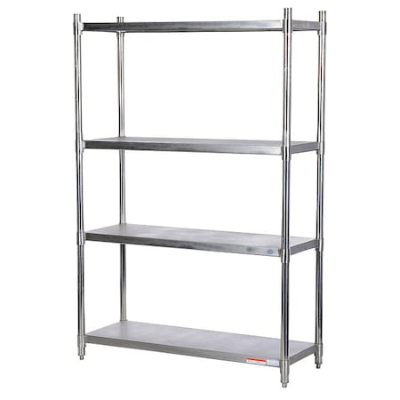 Vestil Metal Shelving Unit, 18"D x 48"W x 74"H, 4 Shelves, Stainless Steel SSS-1848