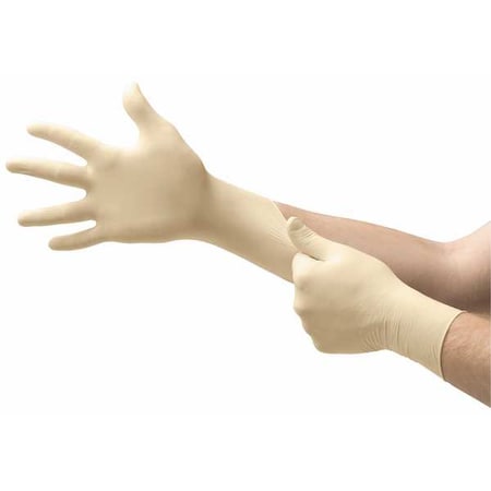 Ansell 69-210, Disposable Gloves, 3.5 mil Palm, Latex, Powder-Free, L (9), 100 PK, Beige 69-210