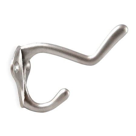 Zoro Select Coat Hook, 2 Hook Ends, Nickel 1XNE8