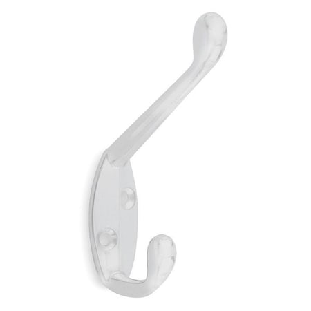Zoro Select Coat Hook, 2 Hook Ends, White 1XNE3