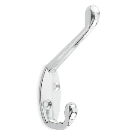 Zoro Select Coat Hook, 2 Hook Ends, Chrome 1XNE4