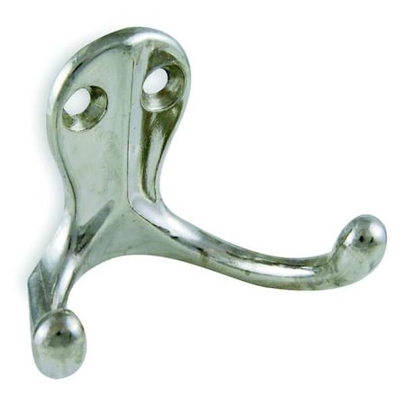 Zoro Select Coat Hook, 2 Hook Ends, Nickel 1XNF5 | Zoro