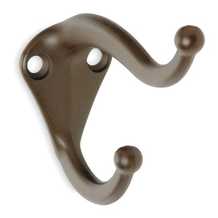Zoro Select Coat and Hat Hook, Bronze, L 2 3/4 In 1XNH2