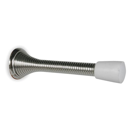 Zoro Select Spring Door Stop, Steel, Finish: Chrome 1XNL8